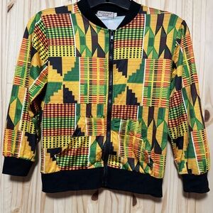 Boys 6-7 Rory Chen 130 African Print Zip Up Lightweight Jacket